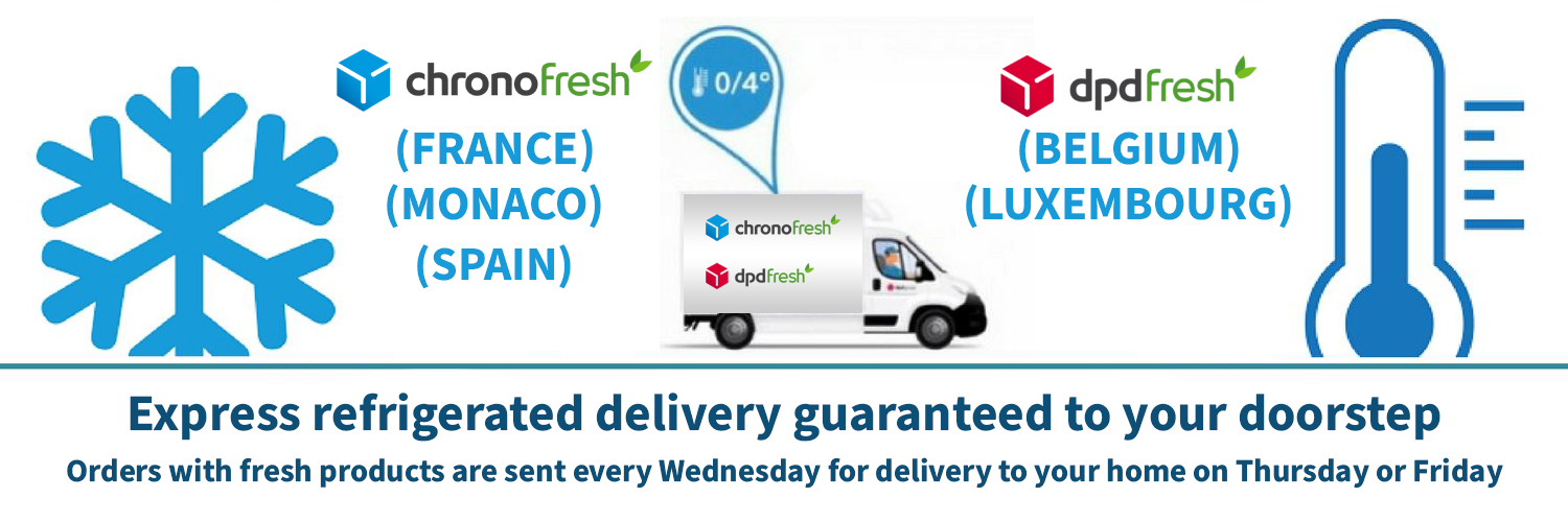 delivery of fresh products in France, Belgium, Luxembourg, Monaco and Spain